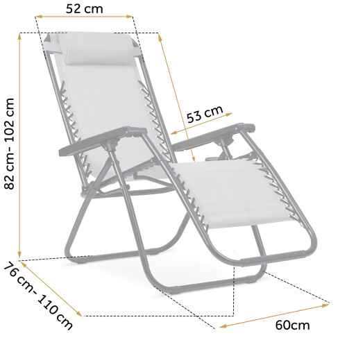 Chaise longue de jardin pliante avec coussin Sofotel ChillWell gris 2