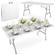 Sammenklappeligt haveserveringsbord 180 cm Plonos hvid