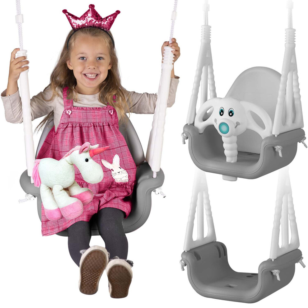 Balançoire seau éléphant 3 en 1 Ricokids, gris et blanc