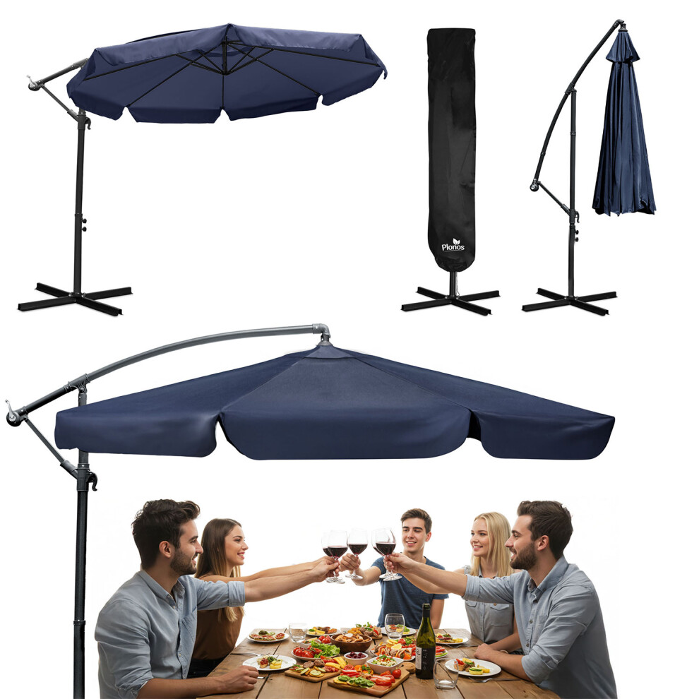 Parasol de jardin pliant 8 segments 350 cm avec housse Plonos PL-881