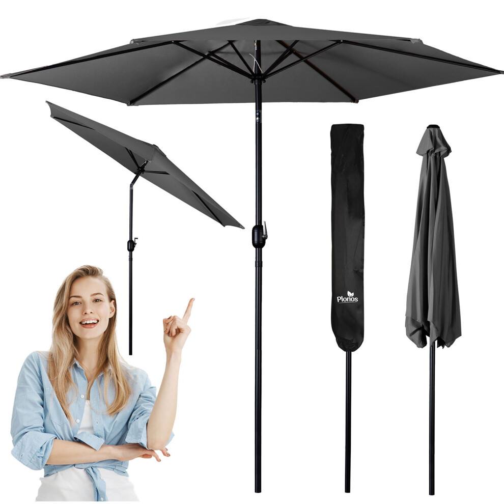 Parasol de jardin pliant 6 segments 300 cm avec housse Plonos PL-884