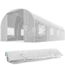 Tunnel de jardin en aluminium 3x4,5 m (13,5 m²) blanc Plonos