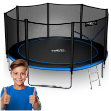 Trampoline de jardin 374 cm avec filet extérieur et échelle Neo-Sport