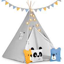 Nukido Tipi-Zelt für Kinder mit Lichtern - Grau