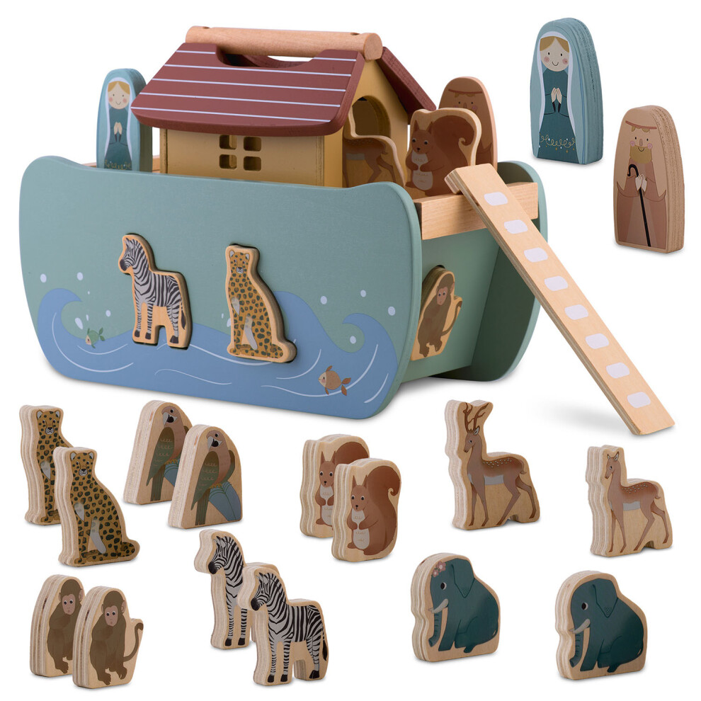 Arche de Noé en bois avec animaux NK-862 Nukido