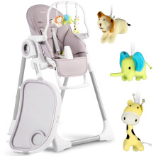 Chaise haute Nukido Belo Heather avec table et barre de jouets
