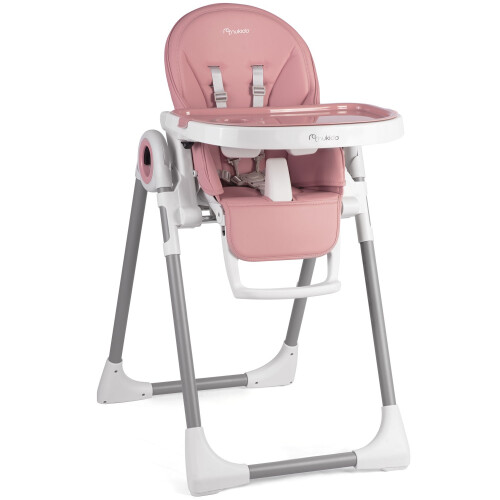 Chaise haute Nukido Belo rose avec table