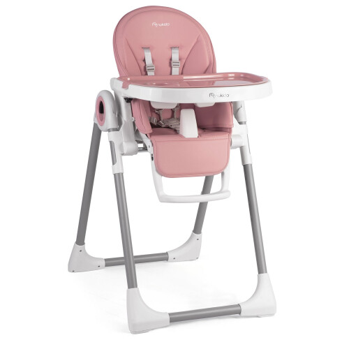 Chaise haute Nukido Belo rose avec table 2