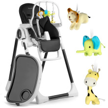 Chaise haute Nukido Belo noire avec table et barre de jouets