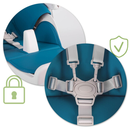 Chaise haute avec table, transat Belo, bleu foncé 2