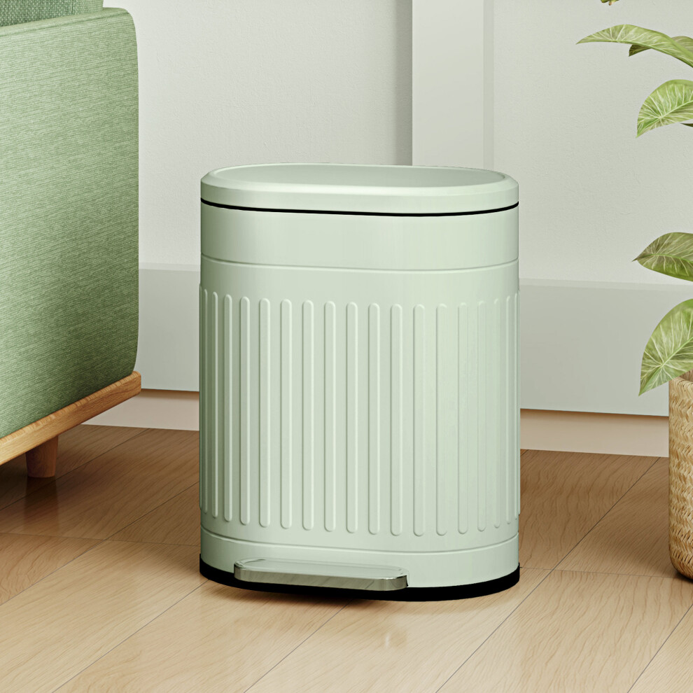 Homcom 20L Pedal Bin, Metal Kitchen Bin With Soft-Close Lid, Light Green