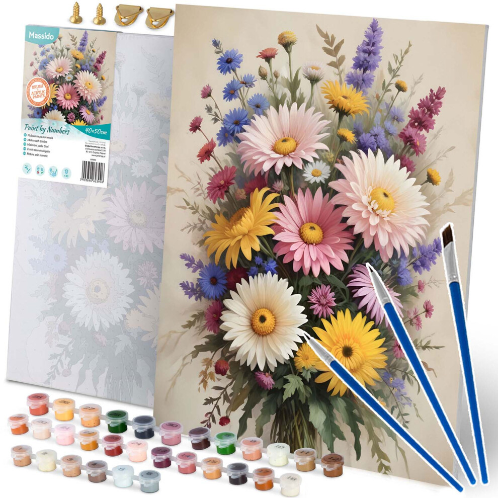 Tableau à peindre par numéros 40x50 cm Massido Fleurs