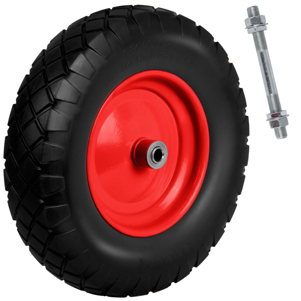 Roue de brouette tubeless 4.00-8 noire et rouge Humberg