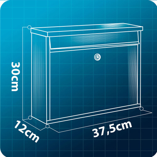 Postkasse 37,5x30,5x12 cm sort HM-860 2