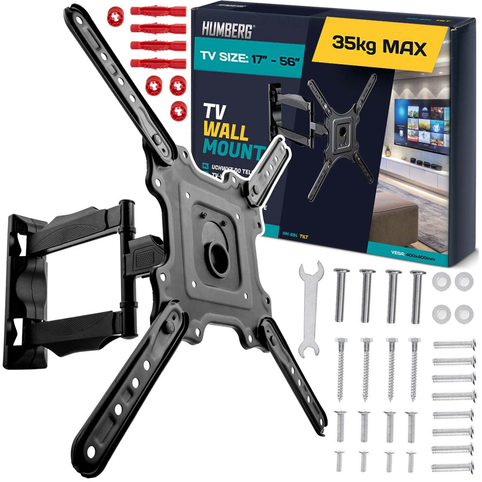 Humberg Supporto Da Parete Per Tv Da 17 – 56", A Due Bracci, Inclinabile, Girevole Da 180° A 35 Kg-image