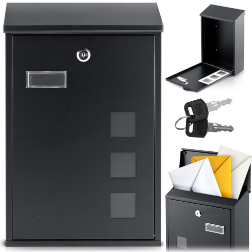 Briefkasten 39x25,5x12 cm schwarz HM-864