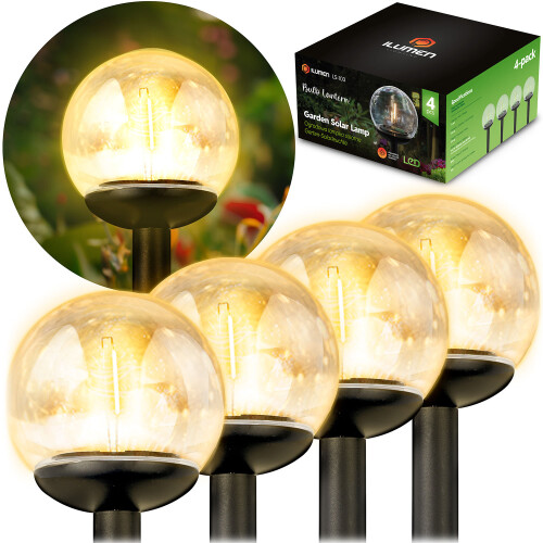Aurinkolamppu, läpinäkyvä pallo, 4 kpl. Ilumen LS-103