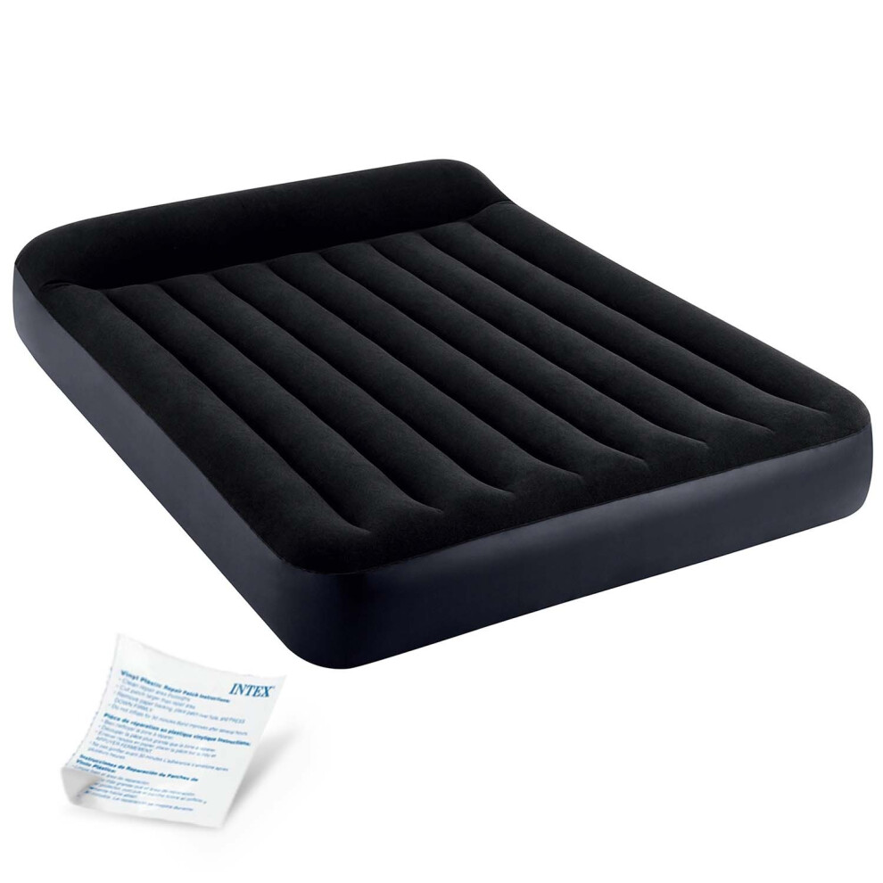 Intex 64143 Matelas Gonflable Double Dur Beam Pillow Rest Avec Technologie Fiber Tech, Sans Pompe éLectrique, 152 X 203 X 25 Cm-image