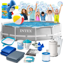 Piscine de jardin tubulaire 305 x 76 cm 15 en 1 INTEX 26702 + machine à bulles offerte