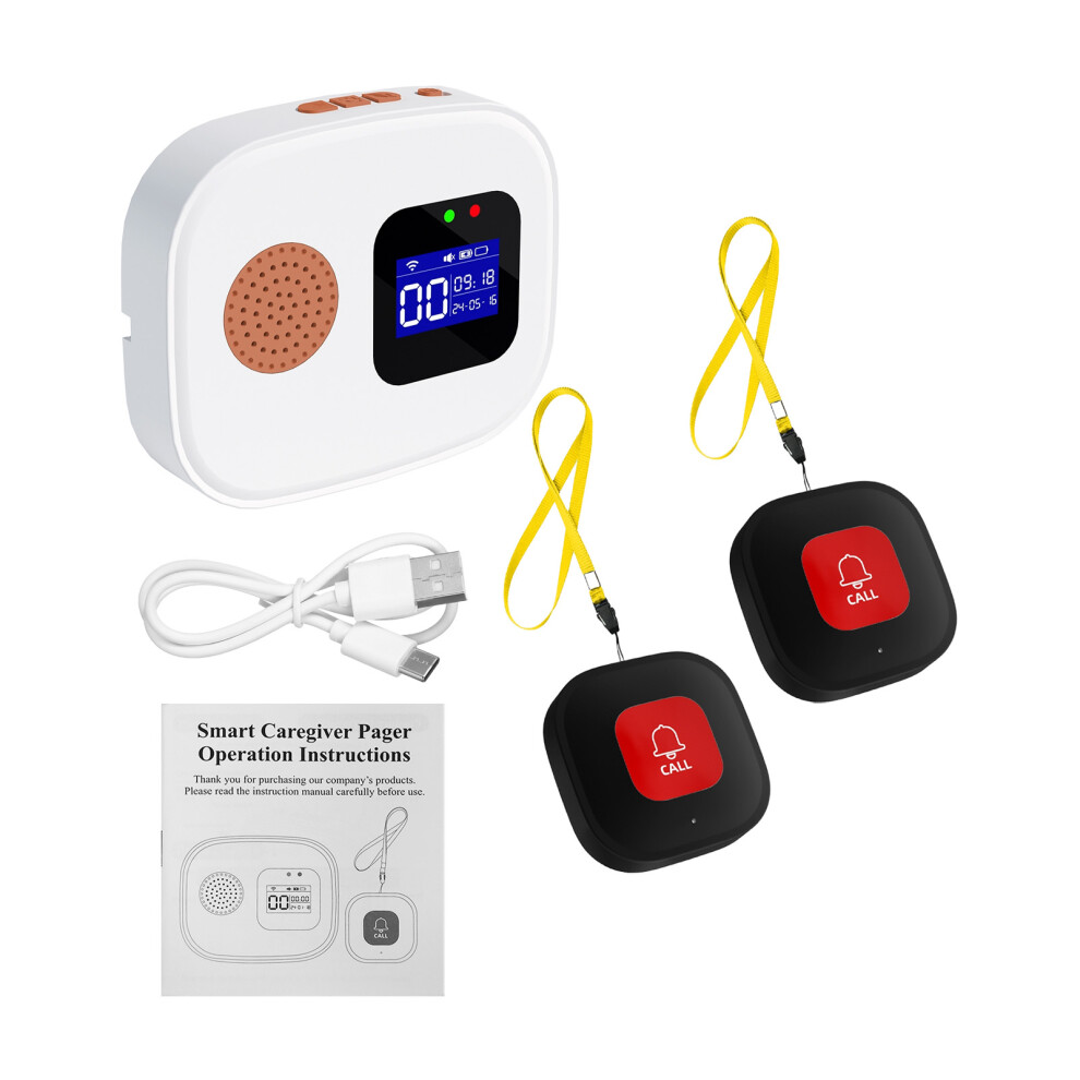 WiFi Wireless Caregiver Pager with Call Buttons for Elderly Monitoring APP Remote Control Nurse Call Button System LCD Display Screen 1 Rec