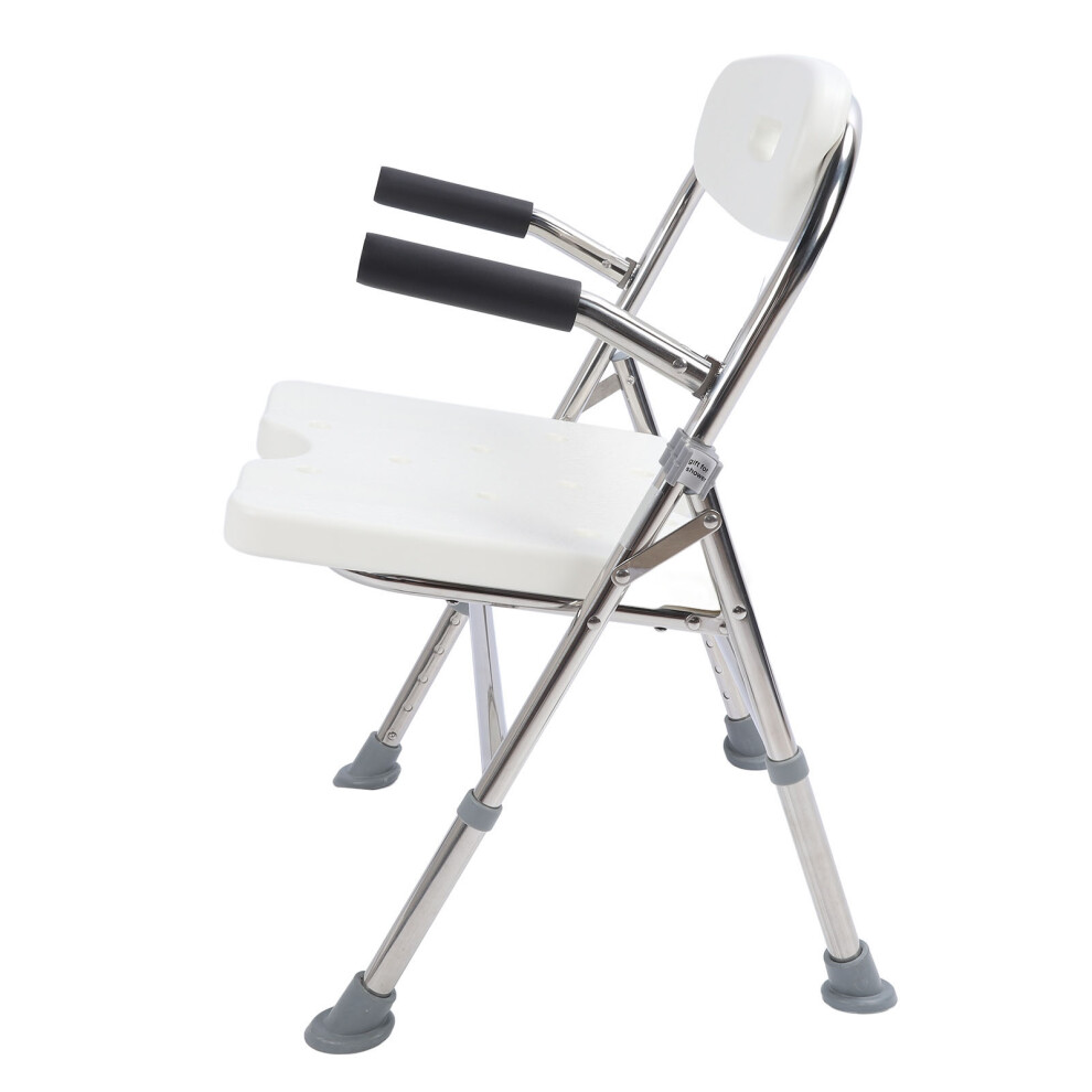 Shower Chair Seat with Padded Armrests Adjustable Portable Foldable Shower Chair with Arms and Back for Seniors Disabled Injured