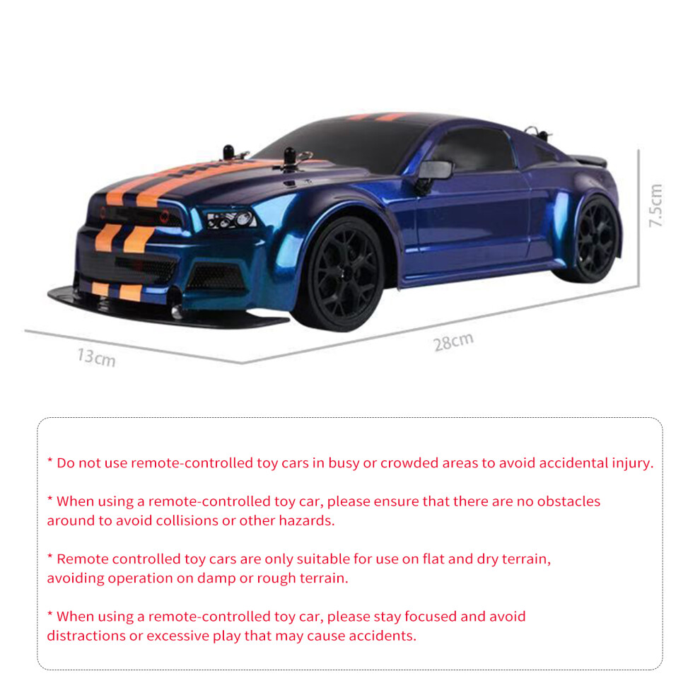 Remote Control Car, 1:14 2.4GHz 30km/h Four-Wheel Drive High-Speed Remote Control Drift Racing Car with Cool Lights 2 Battery