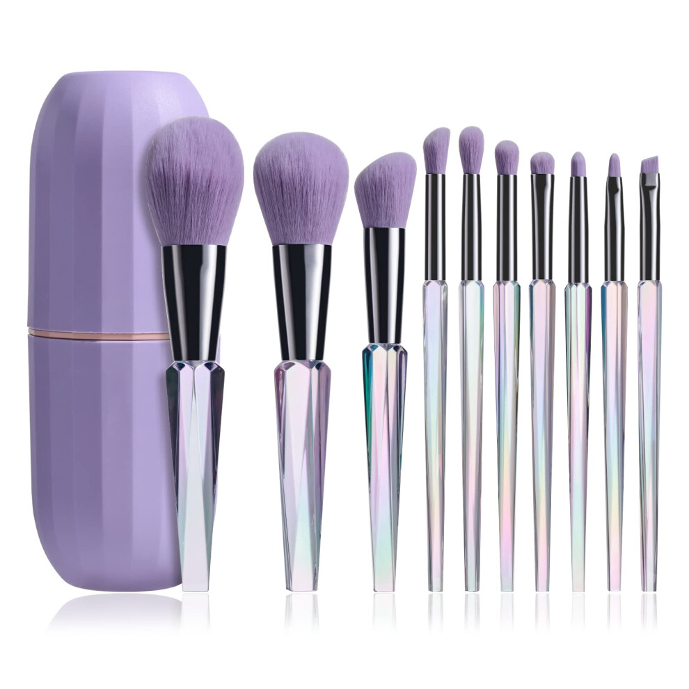 Oneleaf Makeup Brushes 10 Pcs Premium Synthetic Bristles Crystal handle Kit Kabuki Foundation Blending Face Powder Blush Concealers Eye Shadow Brush
