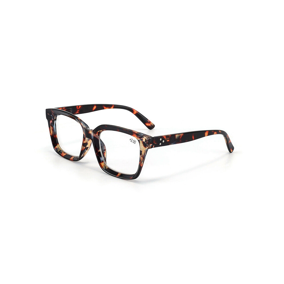 (Hawksbill, +2.5) Men Women Tinted Square Reading Glasses Blocking Readers +1.0 ~ +3.5