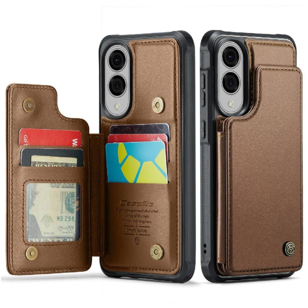 (Brown) Flip Case For Samsung Galaxy S25 Edge Card Holder Kickstand Pu Leather Rfid Blocking Slim Shockproof Case Brown 764563523184