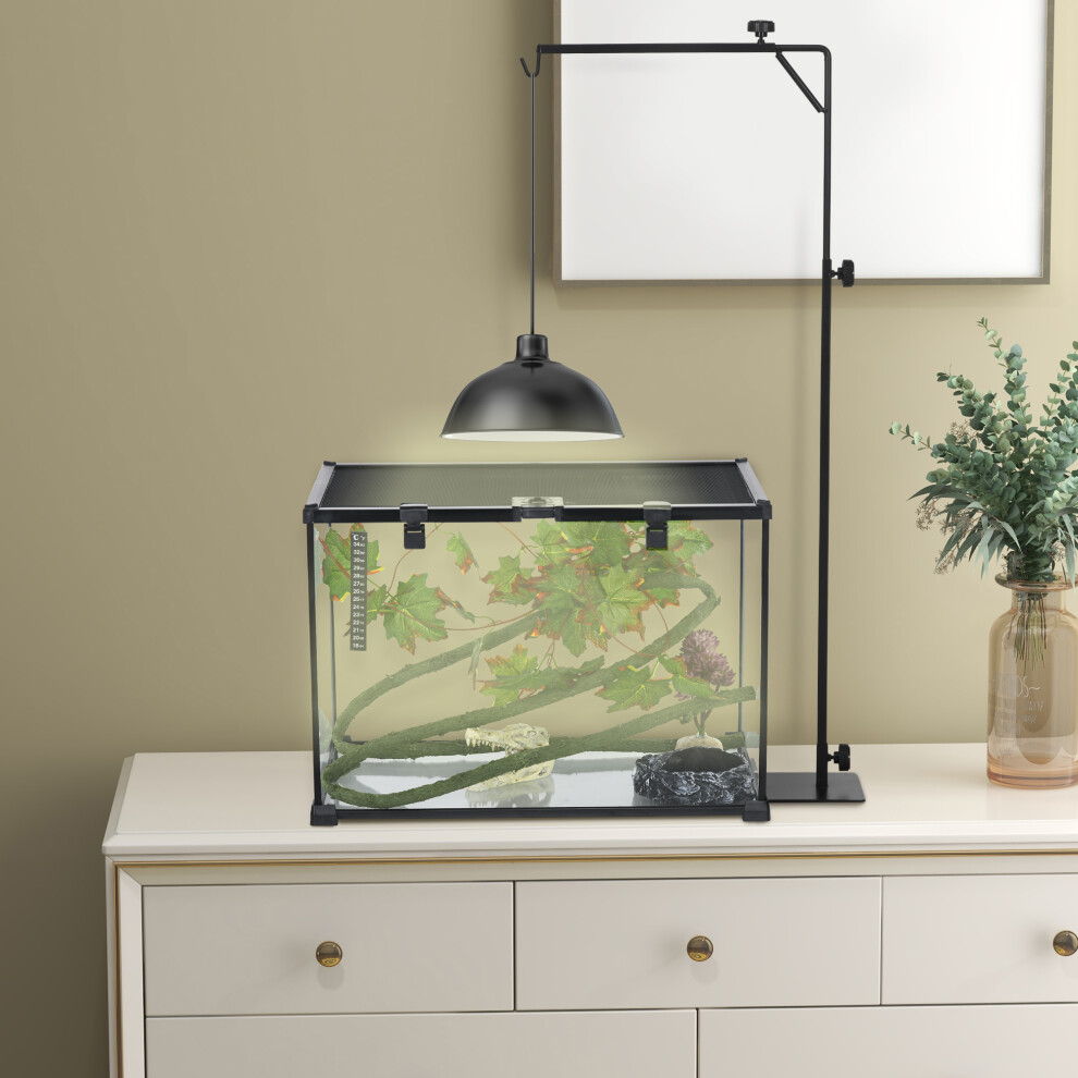 Pawhut 86-129Hcm Reptile Lamp Stand, Adjustable Lamp Holder W/ Base, Hook