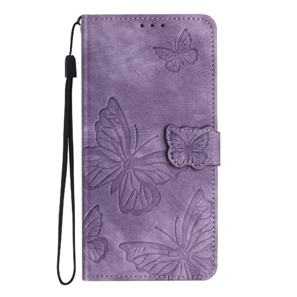 (Purple) Flip Case For Motorola Moto G35 Card Slots Holder Wallet Magnetic Closure Pu Leather Butterfly Purple 764563523412