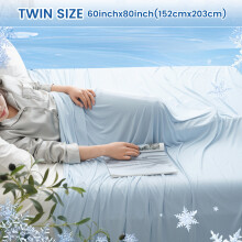 (Ice Blue, 60x80"?152X203cm?) 1pc Double Cooling Blanket, Soft Arc-Chill Q-Max >0.5, Absorbs Body Heat to Keep Cool on Warm Nights, Thin Summer Throw