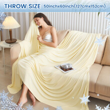 (Vanilla Ice Cream, 50x60"?127X152cm?) 1pc Double Cooling Blanket, Soft Arc-Chill Q-Max >0.5, Absorbs Body Heat to Keep Cool on Warm Nights, Thin Summer Throw