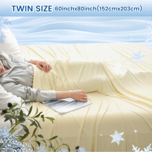 (Vanilla Ice Cream, 60x80"?152X203cm?) 1pc Double Cooling Blanket, Soft Arc-Chill Q-Max >0.5, Absorbs Body Heat to Keep Cool on Warm Nights, Thin Summer Throw