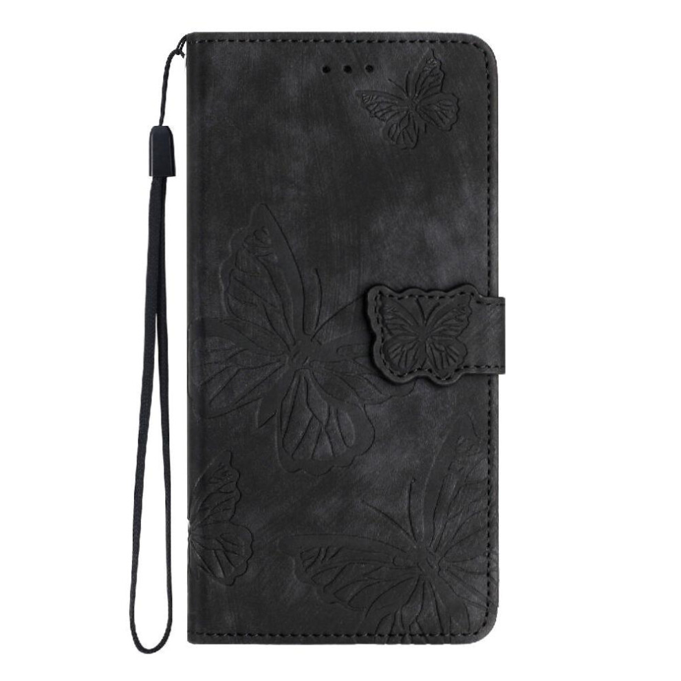 (Black) Flip Case For Google Pixel 9A Magnetic Closure Pu Leather Card Slots Holder Wallet Butterfly Black 764563523672