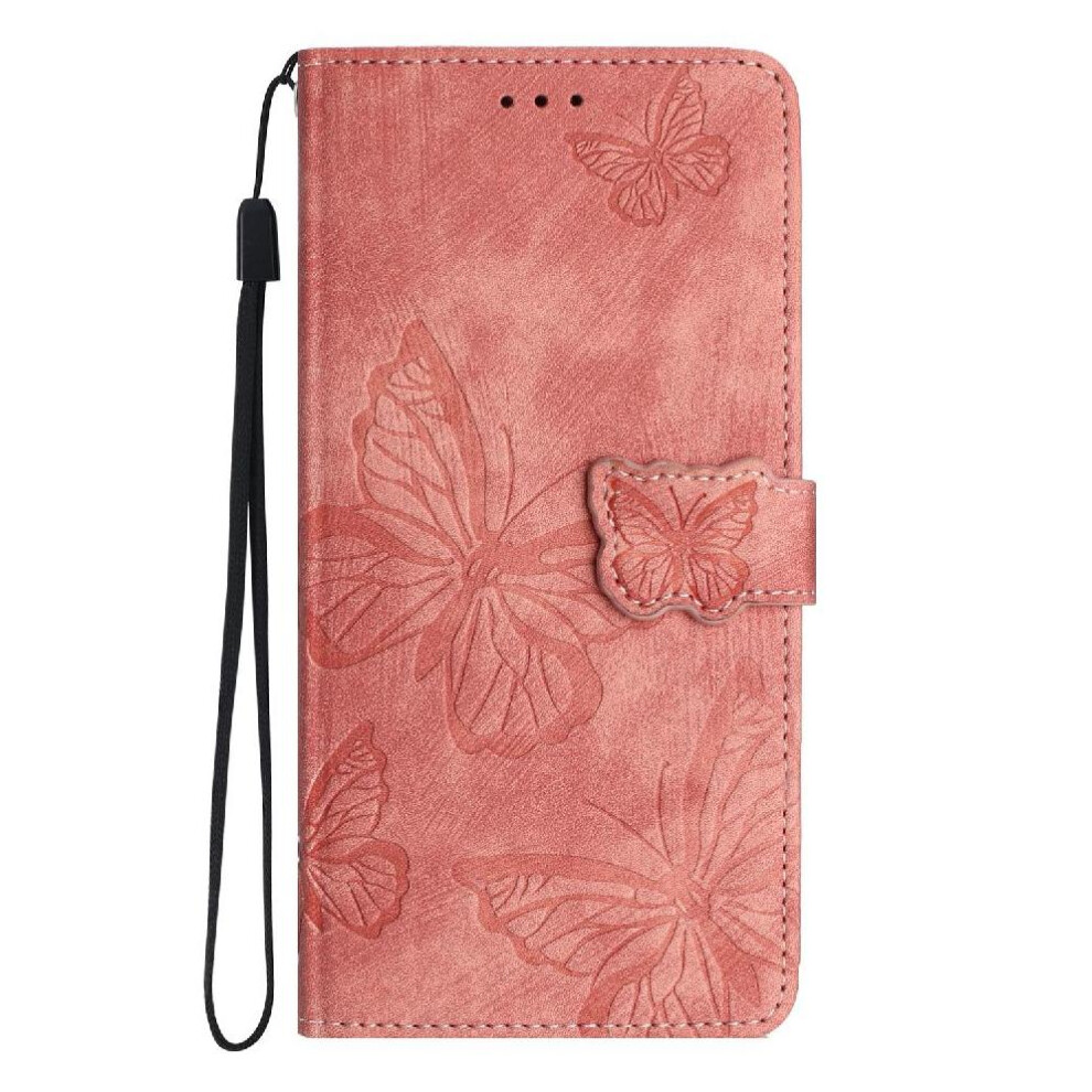 (Pink) Flip Case For Samsung Galaxy S25 Ultra Magnetic Closure Wallet Pu Leather Card Slots Holder Butterfly Pink 764563523764