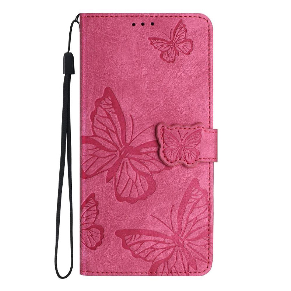 (Red) Flip Case For Samsung Galaxy S25 Card Slots Holder Pu Leather Wallet Butterfly Magnetic Closure Red 764563523870