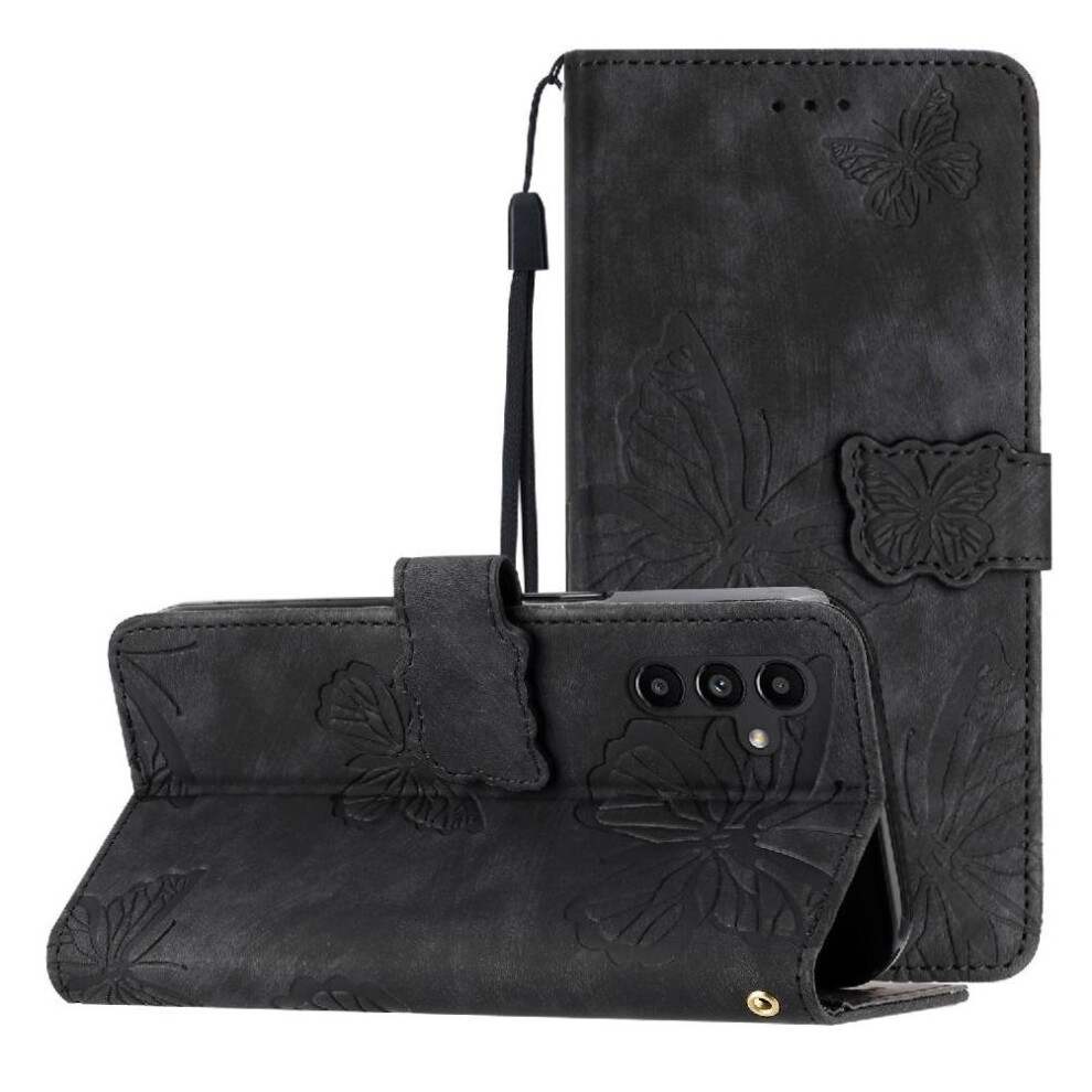 (Black) Flip Case For Samsung Galaxy A26 5G Card Slots Holder Butterfly Wallet Magnetic Closure Pu Leather Black 764563524099