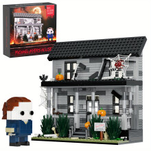 (Michael Myers House) Michael Myers Halloween House 586pcs Set - Educational Building Blocks & Figures, Collectible Desktop Decor, Perfect for Crafts & Gifts