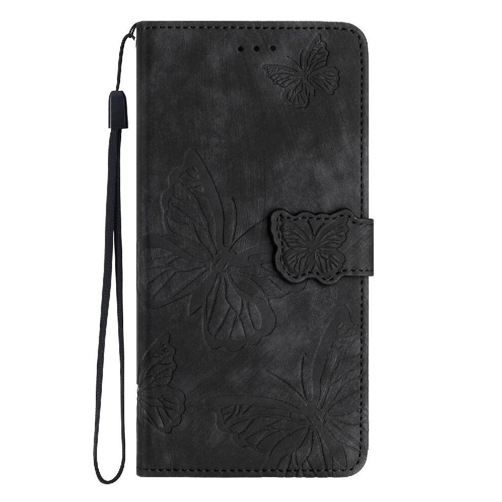 (Black) Flip Case For Iphone 16 Plus Card Slots Holder Wallet Magnetic Closure Butterfly Pu Leather Black 764563524440