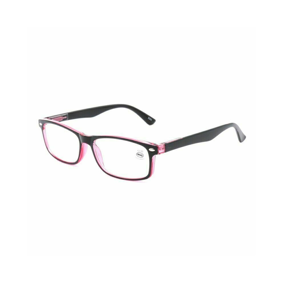 (Red, +2.50) Womens Mens Reading Glasses Classic Spring Hinges Readers +1.0 ~ +3.5