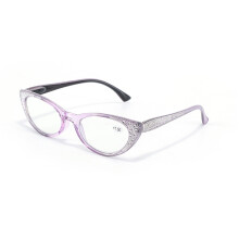 (+2.00, Purple) Womens Bling Rhinestone Readers Reading Glasses +0.75~3.5 Cat Eye