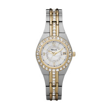 Relic by Fossil Dames Queen's Court Drie-Handen Datum Zilver en Goud Stalen Horloge (Model: ZR11775)