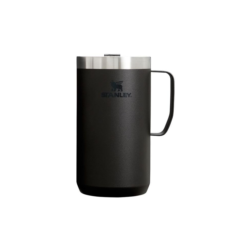 Stanley Stay Hot Camp Mug - Durable 18/8 Stainless Steel Insulated Mug - Splash-Free Tritan Drink-Thru Lid - 24 OZ - Black 2.0