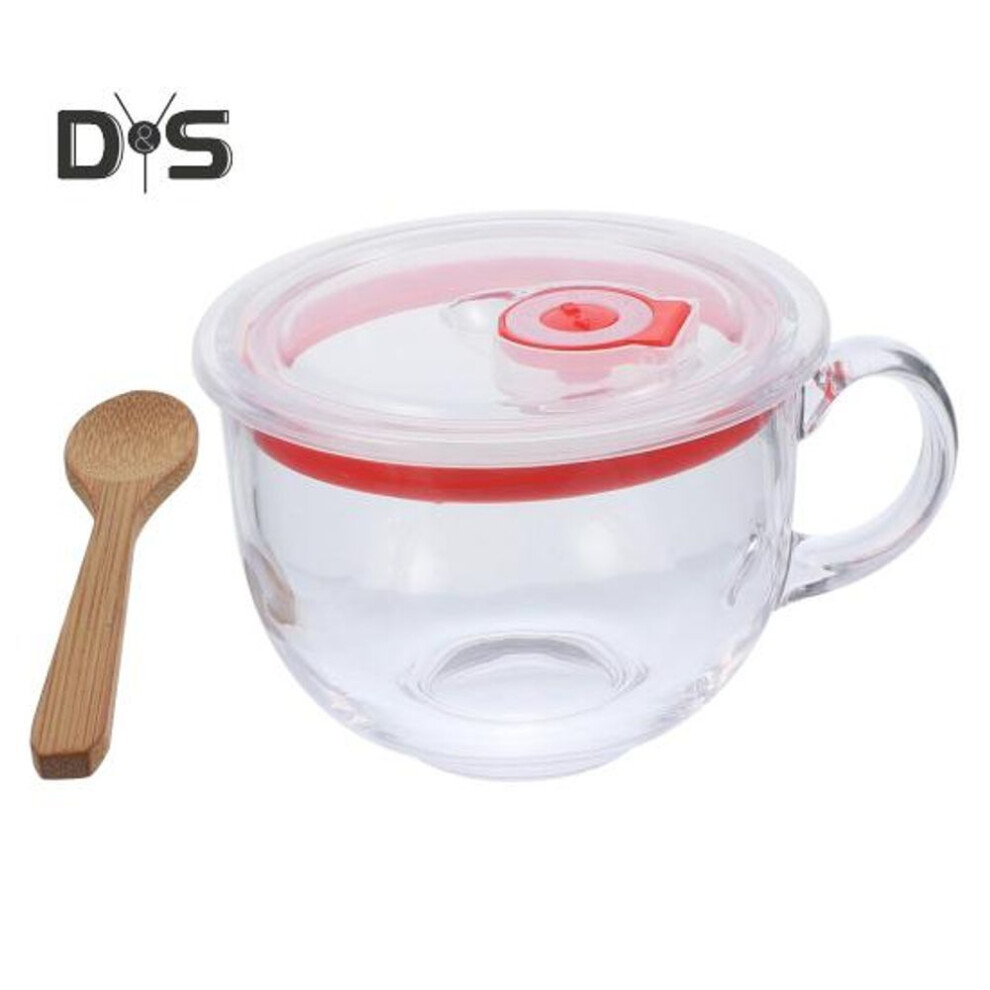 Glass Coffee Mug With Lid 480ml Transparent Oatmeal Cup Heat-resistant Soup Bowl Travel Breakfast Cup For Home School Kitchen Restaurant