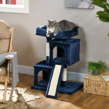 PawHut Cat Tree 83cm Indoor Cat Scratching Post Kitten Tower, Navy Blue