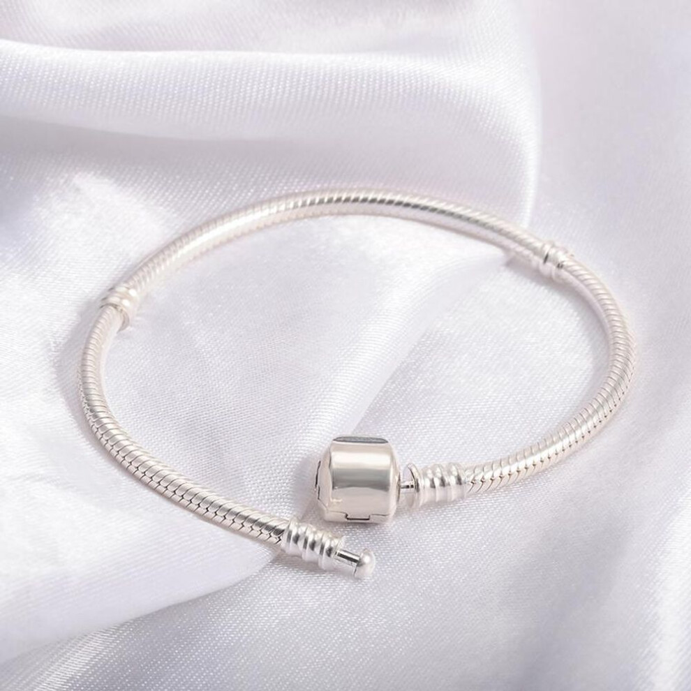 (as the picture, 21cm) 100% Original 925 Sterling Silver Bracelet DIY Pendants Beads Charms 3mm Soft Chain Fashion Accessories