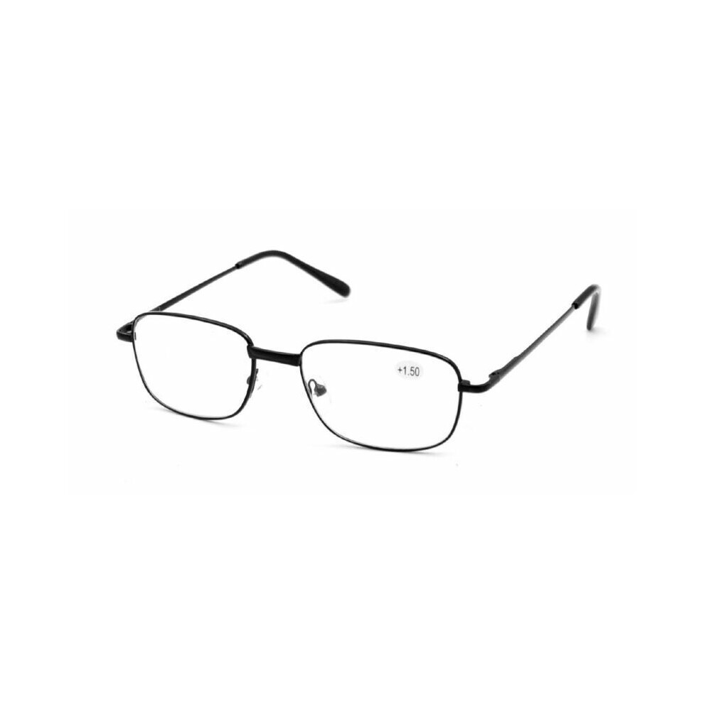 Black (, +2.0) Mens Spring Hinges Rectangle Reading Glasses Readers +1.0 1.5 2.0 2.5 3.0 3.5