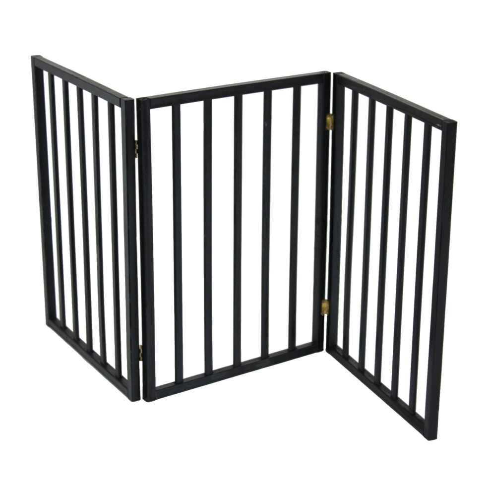 Oypla Black Dog Safety Folding Wooden Pet Gate Portable Indoor Barrier