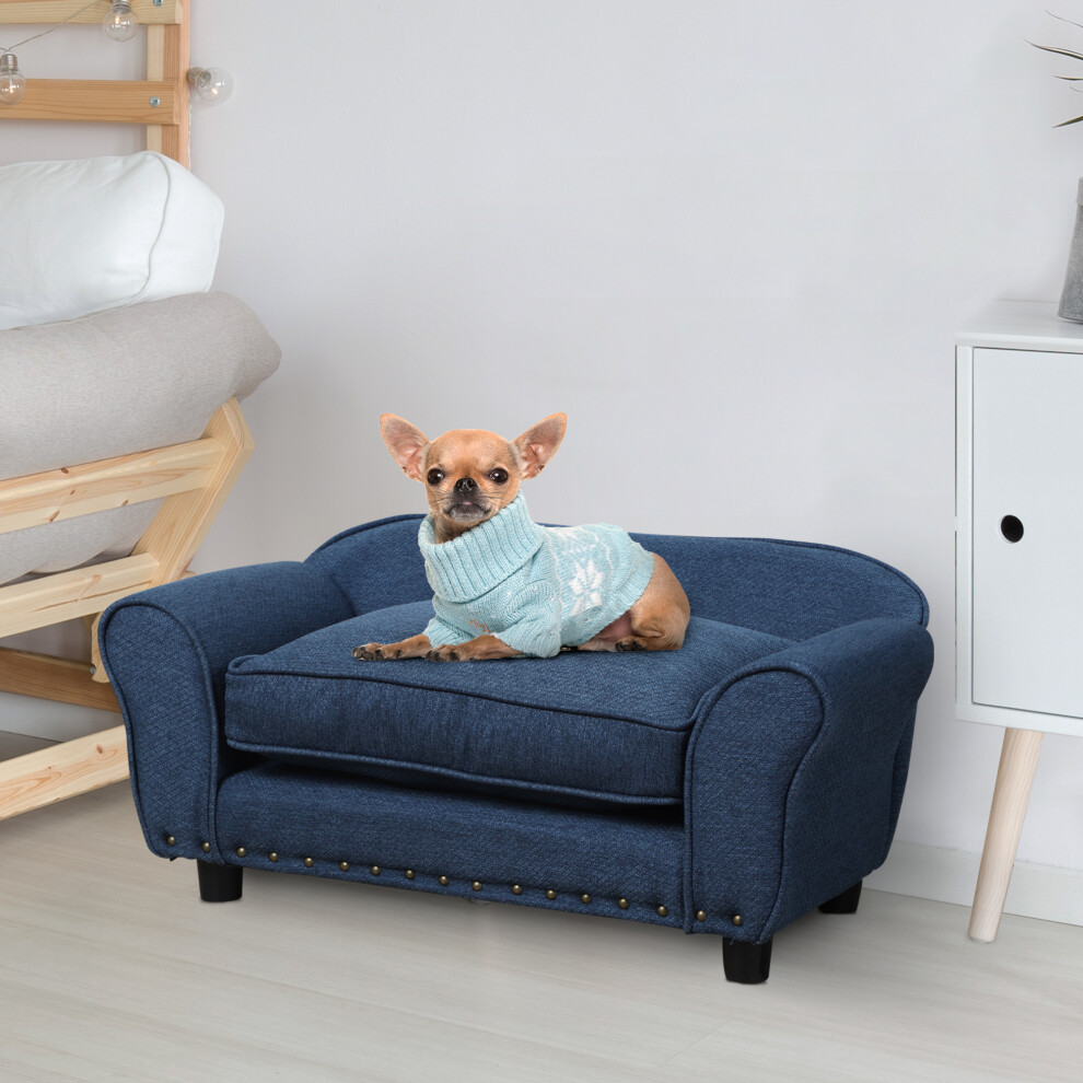 PawHut Dog Sofa Bed Pet Chair w/ Soft Cushion, for XS and S Dogs - Blue